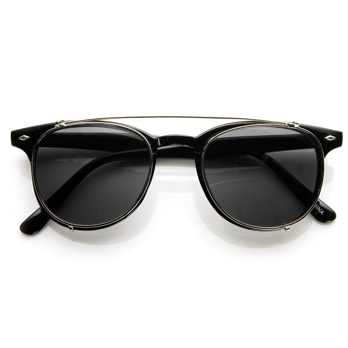 Retro Fashion Clip On Lens P3 Horned Rim Sunglasses | eBay